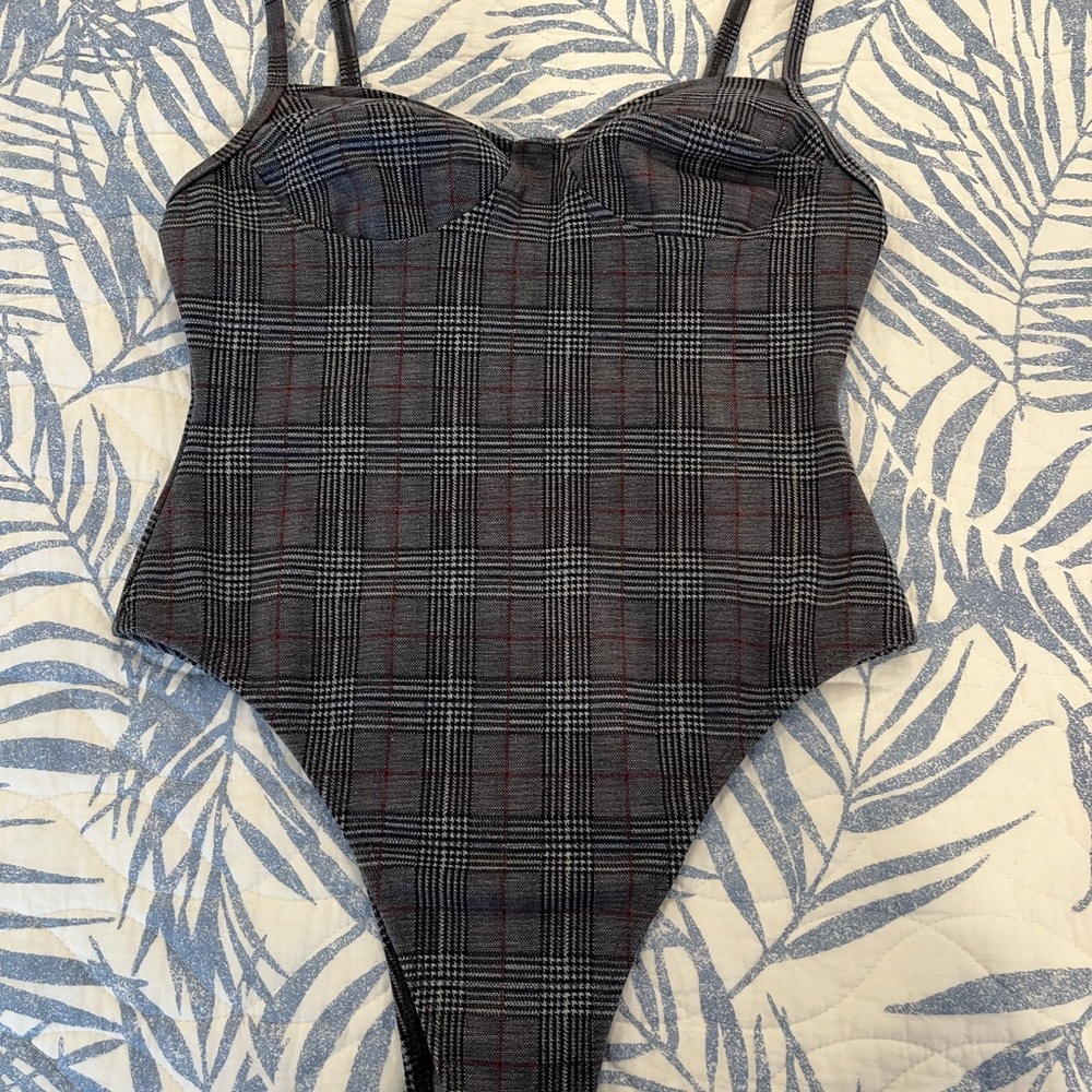Nude brand plaid bodysuit